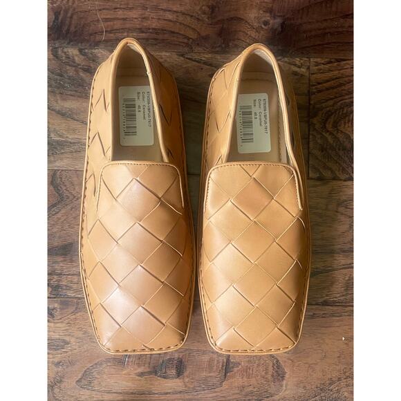 $995 NIB Bottega Veneta Men\'s Woven Leather Driving Loafers Camel 7.5(40.5) main image 4